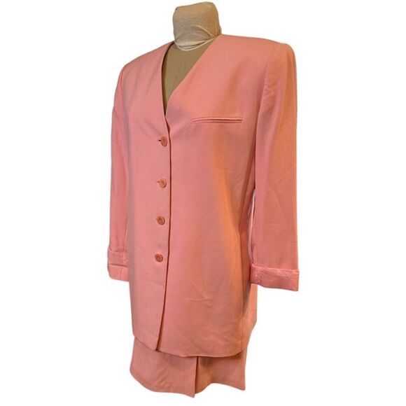 NWT Ellen Tracy 2Pcs. Suit 100% Silk 4-Button Blazer Wrap Skirt Sz. 12 - Picture 1 of 16